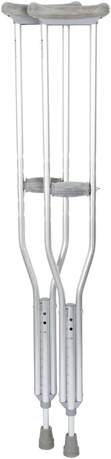 BodyMed Aluminum Crutches, Adult, Medium, 5' 2"–5' 10" – Pair of Lightweight, Height Adjustable Crutches – Includes Padded Underarm Cushions, Hand Grips, & Rubber Tips – Max. Weight Capacity 300 lb