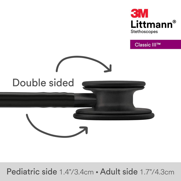 3M 5803 Littmann Classic III Black Edition Chestpiece Monitoring Stethoscope, 27" Black Tube