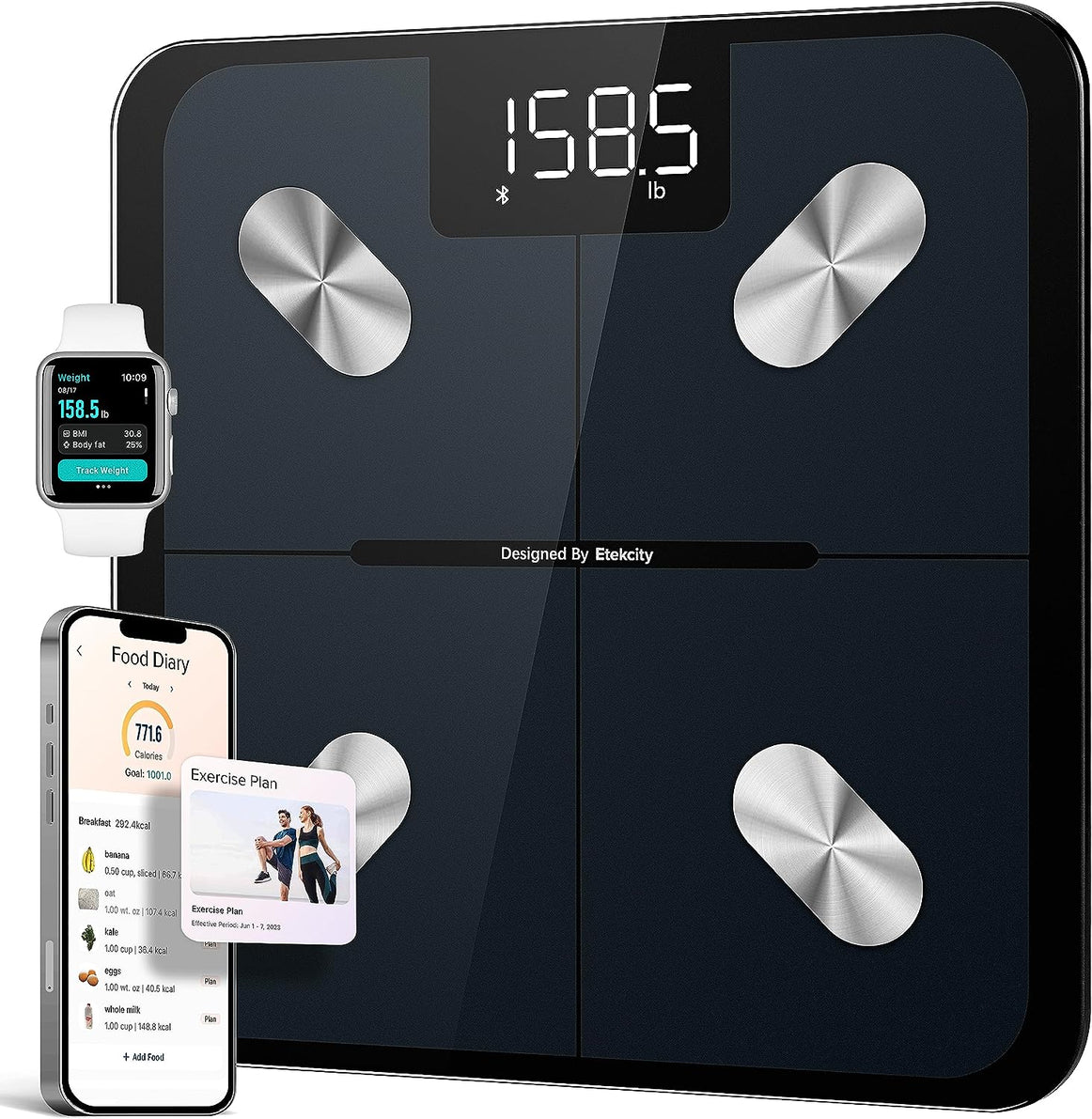 Etekcity Scale for Body Weight FSA HSA Store Eligible, Smart Bathroom Digital Weighing Machine for Fat BMI Muscle Composition, Accurate Bluetooth Home Use Health and Fitness Equipment for People