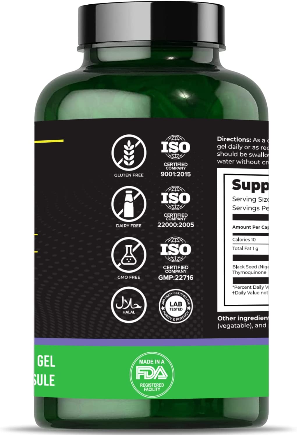 Black Seed Oil Capsules, 90 Days Supply, 2% Thymoquinone, Non-GMO, Gluten Free